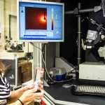 A researcher and the X-ray diffraction